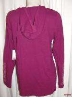 BFS03~NEW NWT MADE FOR LIFE Magenta Purple Hooded LS Front Pocket 