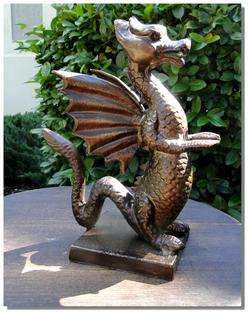   STATUE w Bronze finsh Cast Iron Winged Eragon sculpture girl  