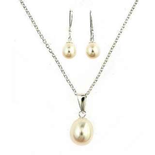 Sterling Silver Fresh Water Pearl Necklace and Earrings  