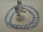 VINTAGE EDELWEISS BY SWAROVSKI BLUE GLASS & PEARL NECKLACE WITH POST 