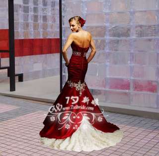   / Satin Mermaid Style Evening Dress / Wedding Ball Gown Formal Prom