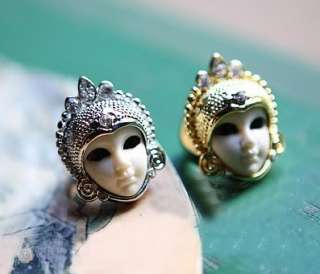 Rhinestones Cleopatra Egypt Doll Queen Head Ring E116 Wholesale Retail 