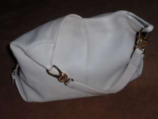   LARGE Dooney & Bourke White Ivory Soft Pebbled Leather Hobo Bag  