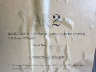 Pair of ACOUSTIC RESEARCH AR 2 Speakers Works Great   Estate Find 