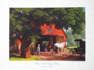   HORSE AND BUGGY DAYS SMALL LITHO VINTAGE BROWN & BIGELOW A+  
