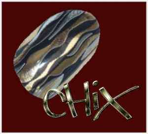 CHIX Nail Wraps Tiger Chrome Gold Silver Black Fingers Toes Foils 