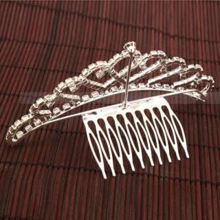 Wedding Bridal Crown Hair Comb Pin Tiara Alloy Rhinestone  