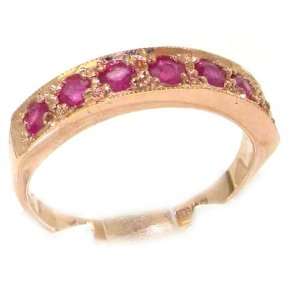 Solid English Rose Gold Ladies Natural Ruby Eternity Band Ring   Size 