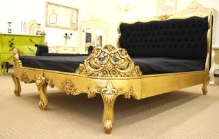 French Style Furniture Gold Upholstered Button Bed Kingsize opulent 
