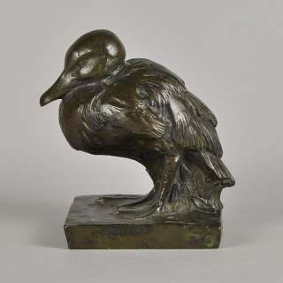   Authentic Art Deco French Bronze Duck by A V Becquerel