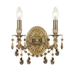 Gramercy Crystal Candle Wall Sconce in Aged Brass with Golden Teak 