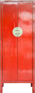 Beautiful Teng Style Chinese Hand Painted lacquered Wardrobe in Red