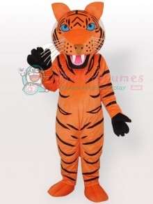 Orange Tiger with Black Stripes Adult Mascot Costume  Orange Tiger 