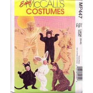  Easy McCalls Costumes MP447 5 Animals Bunny Bear Cat Lion 