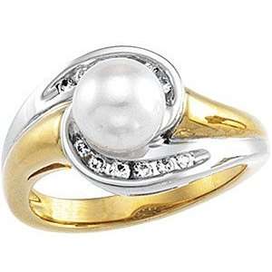   Pearl & Diamond Ring set in 14 karat Yellow & White Gold(5.5) Jewelry