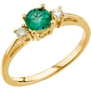   Grade Emerald & Diamond Ring set in 14 karat Yellow Gold(4.5) Jewelry