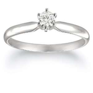  14k White Gold Round Diamond Solitaire Engagement Ring (1 