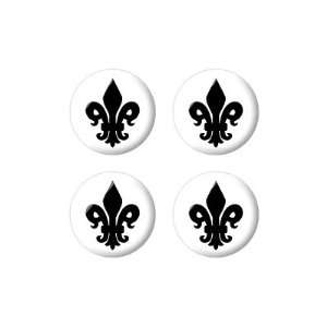 Fleur de Lis   Black   3D Domed Set of 4 Stickers Badges Wheel Center 