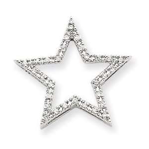  14k White Gold Small Diamond Star Pendant   JewelryWeb 