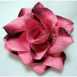  Pink Rose with Veining Flower Hair Clip and Pin Beauty