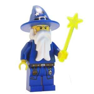  LEGO Loose Minifigure Blue Wizard w/ Trans Neon Green Wand 