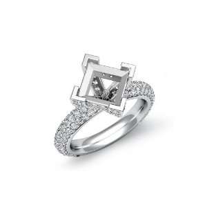 45Ct Pave Diamond Engagement Ring Princess Setting, F   G Color, VS1 