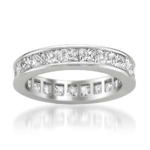 14k White Gold Princess cut Diamond Eternity Bridal Wedding Band Ring 