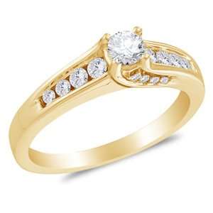  Gold Diamond Classic Traditional Engagement Ring   Solitaire Setting 