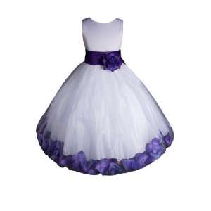  New White/purple Flower Girl Pageant Party Dress Size 