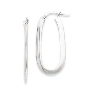  14k White Gold Oval Hoop Earrings Jewelry