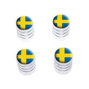   Swedish Flag   Tire Rim Wheel Valve Stem Caps   Aluminum Automotive