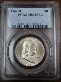 1962 D Franklin Silver Half Dollar, PCGS MS 64 *FBL* LT  