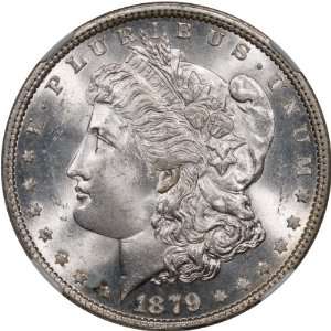  1879 $1 NGC MS64+ CAC Morgan Liberty Head Silver Dollar 