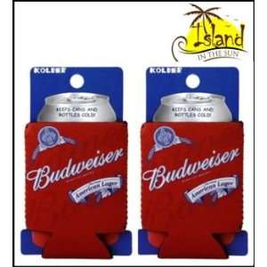  (2) Budweiser Graphic Logo Beer Can Koozies Cooler Sports 