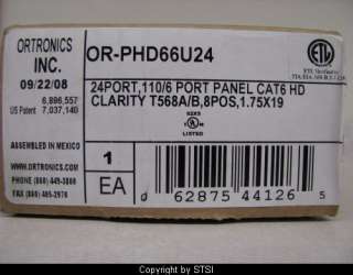 Ortronics Clarity Cat6 24 Patch Panel OR PHD66U24 ~STSI  