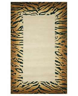 Manne Area Rug, Seville 9632/19 Tiger Border Brown 3 6 x 5 6   4 x 