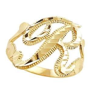  Letter Ring R Initial Band 14k Yellow Gold Cursive Alphabet 