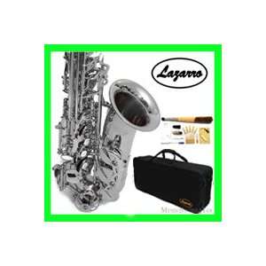  NEW Band Silver/Nikel Alto Saxophone/Sax Lazarro+11 Reeds 