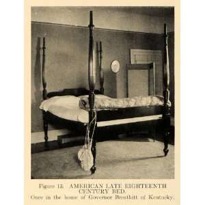  1918 Print American 18th Century Bed Breathitt Kentucky 