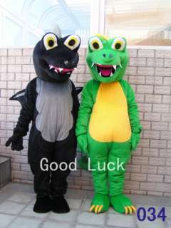 Black and green Dragon Dinosaur Cartoon Mascot Costume  