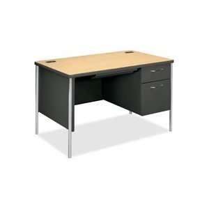  right pedestal desk features a radius leg design and arched drawer 