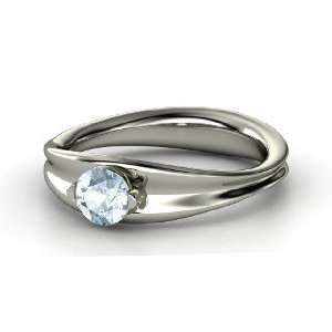  Alana Ring, Round Aquamarine Platinum Ring Jewelry