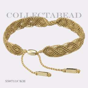 Authentic Pandora 14K Gold Medium Khaki Macrame Bracelet  