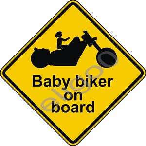 warning sticker BABY BIKER ON BOARD custom chopper new  