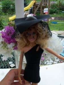 RARE BIG BLACK high society HAT barbie 1/6 scale Veil  