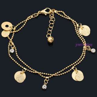 fashion round golden coin cz bead dangle anklet /ankle bracelet