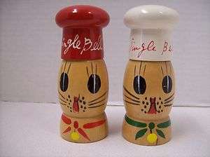 Vintage Wood Jingle Bell Salt/Pepper Shakers   JAPAN  
