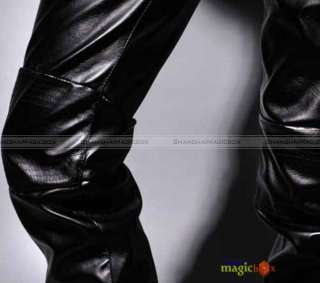   Fashion Faux Leather Slim Fit Trousers Pants Black New MPT046  