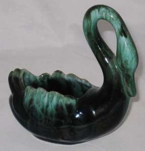 Blue Mountain Pottery Open Swan, 4 3/4 Tall GREEN  