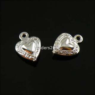 B3409/ 15Pcs silver plated copper heart pendant charms  